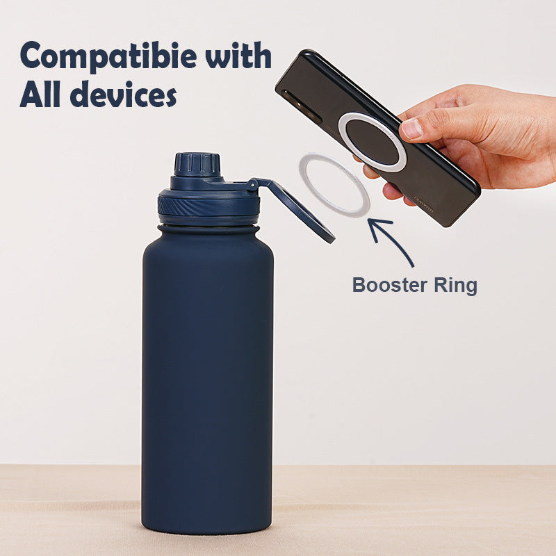 Magnetic Phone Holder Outdoor Large Capacity 1L Wide-Mouth Insulated Stainless Steel Sports Water Bottle